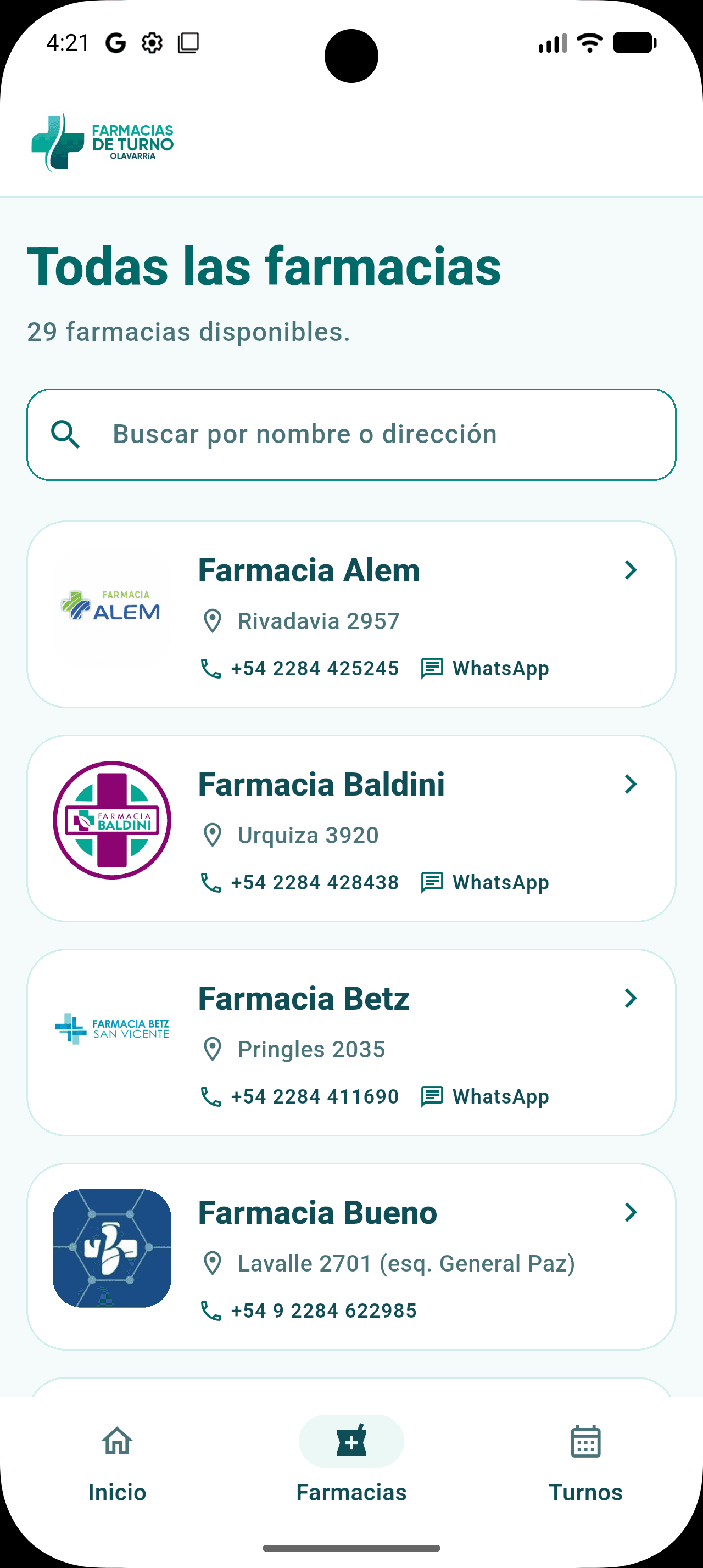 Captura 1 de Farmacias de Turno Olavarría - App