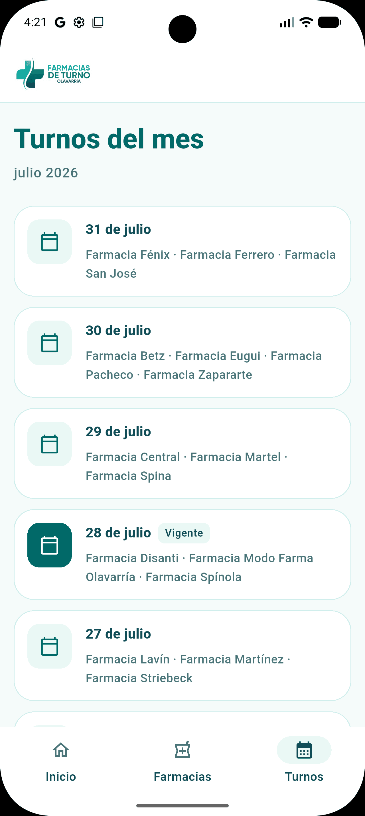 Captura 2 de Farmacias de Turno Olavarría - App