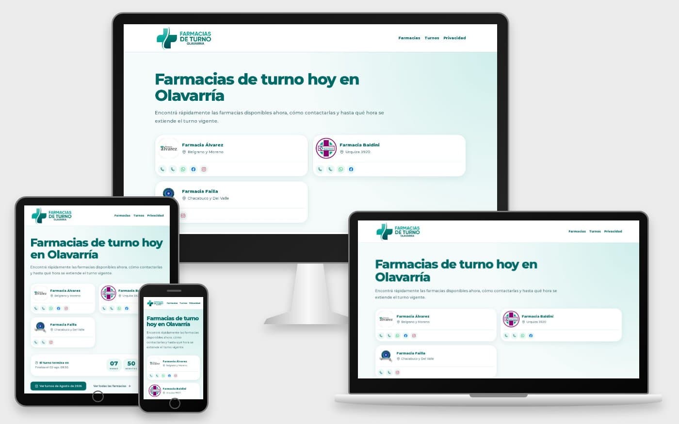 Captura del proyecto Farmacias de Turno Olavarría