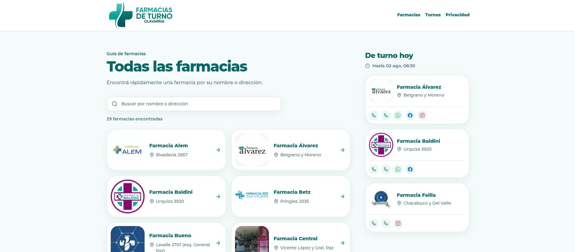Captura 2 de Farmacias de Turno Olavarría