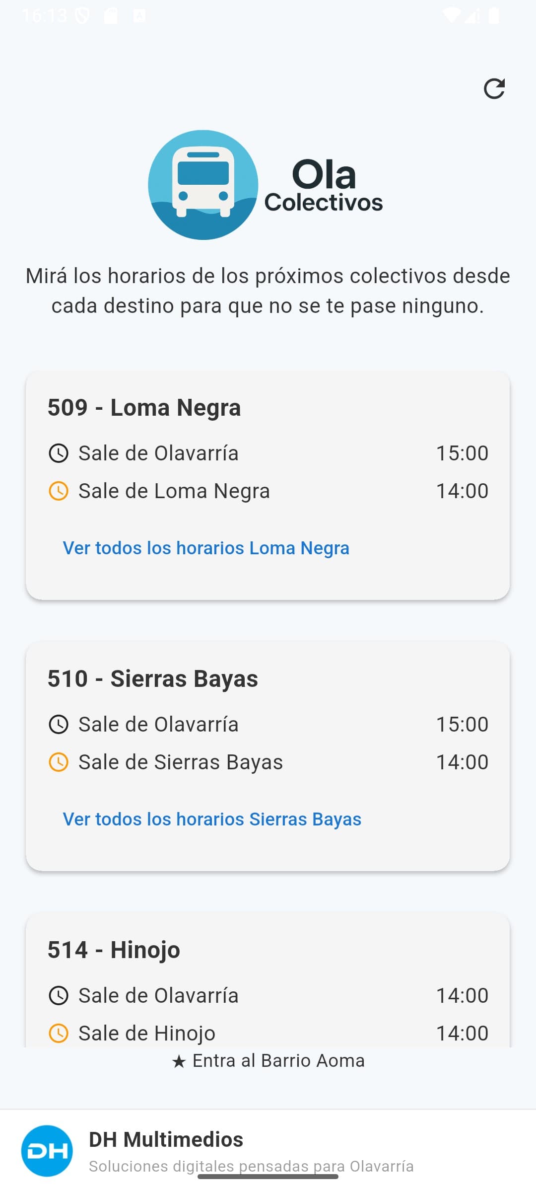 Ola Colectivos - Horarios de colectivos de Olavarría
